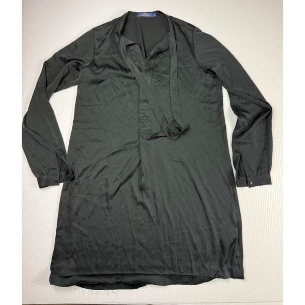 Polo‎ Ralph Lauren Dress Tie Neck Long Sleeve Black Dress Size 6